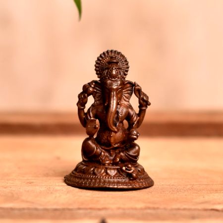 Handmade Copper Lord Ganesha Idol for Worship